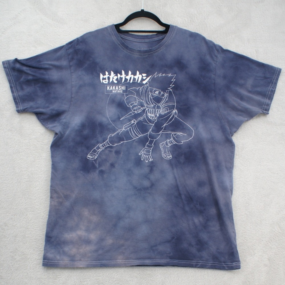 Naruto Shippuden‎ Kakashi Hatake Tie Dye Graphic T-Shirt Blue Mens 2XL Anime Tee
